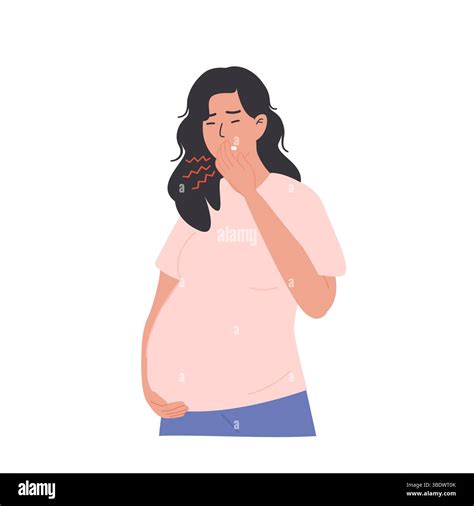 Third trimester pregnant woman experiencing nausea and vomiting ...