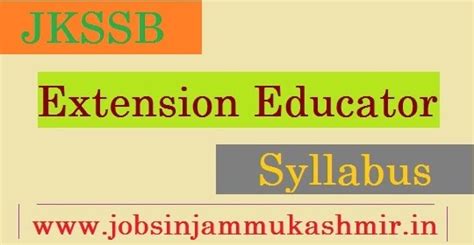 Jkssb Extension Educator syllabus 2021 | Jobsinjammukashmir