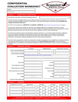 Canada Brazolot Migration Group Confidential Evaluation - Blank ...
