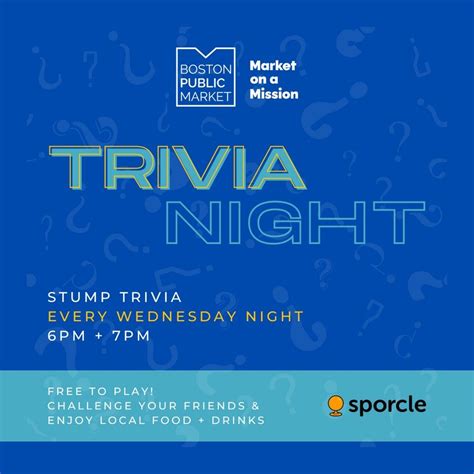 Wednesday Trivia Night, Boston Public Market (100 Hanover Street ...