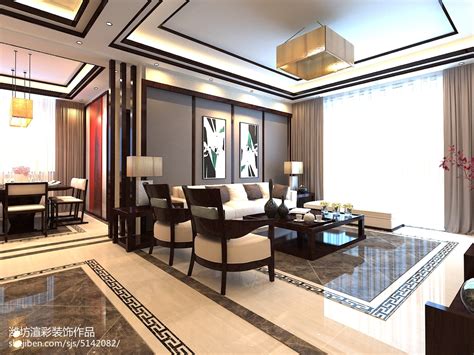 135㎡新中式 客厅背景墙装修赞！