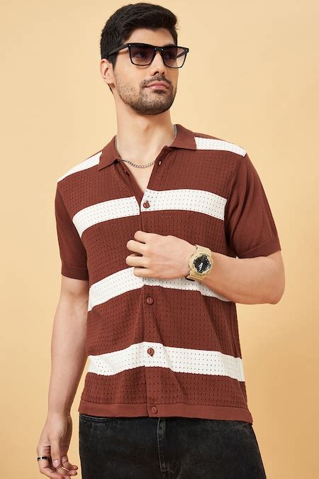 Rust Solid Casual Half Sleeves Polo Collar Men Relaxed Fit Casual ...