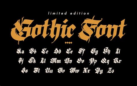 Modern gothic full english alphabet medieval uppercase and lowercase ...