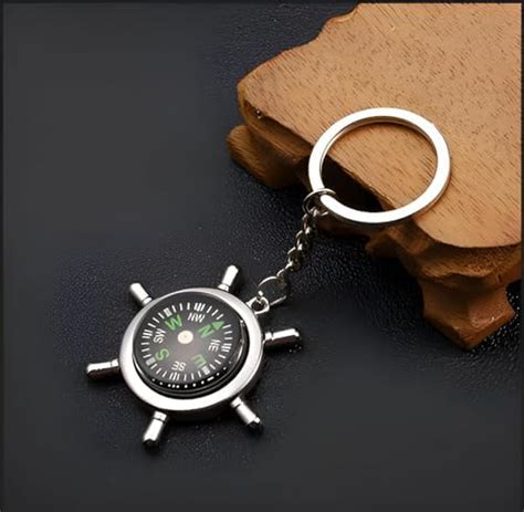 VIRUCHHA Navigator Compass Direction Metal Keychain | Portable Travel ...