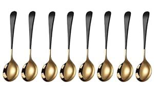 Buy Potency 8 Pcs Premium Gold Black Soup Spoons, Thick Heavy Duty ...