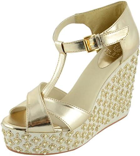 Buy FLORI Women's Gold Canvas Wedges - 8 UK at Amazon.in