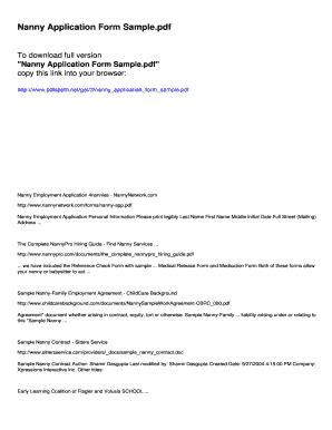 Fillable Online Nanny Application Form Sample - pdfslibforyou.com Fax ...