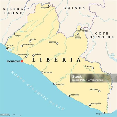 Liberia Political Map Stok Vektör Sanatı & Liberya‘nin Daha Fazla ...