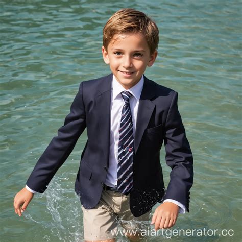School Boy in Full Smart School Uniform with Blazer Swimming | AI Art ...