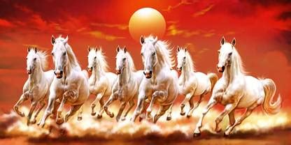 lucky seven horses running at sunrise ll 7 horse vastu poster in vinyl ...