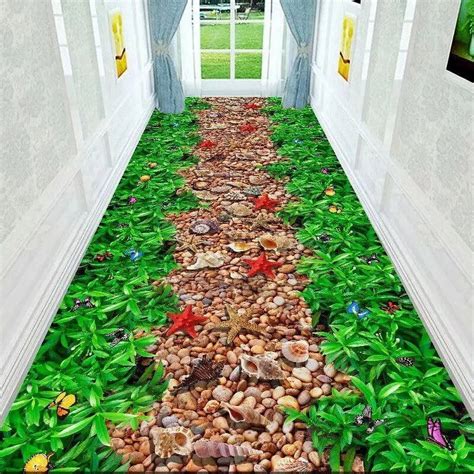 Large Carpet 3D Corridor Green Garden Path Long Carpet Living Room ...