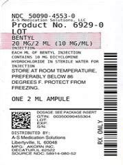 BENTYL- dicyclomine hydrochloride injection, solution