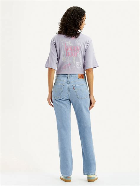 Women's Light Blue Wedgie Straight Fit Mid Rise Jeans – Levis India Store