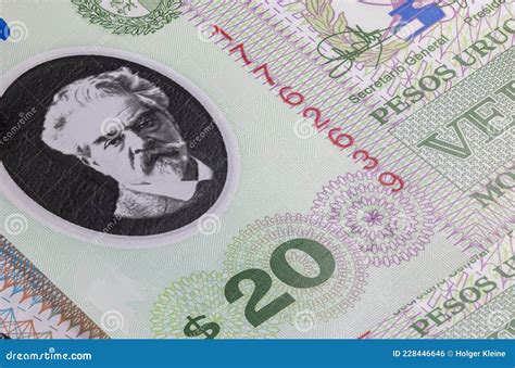 Close Up To Uruguayan Peso of the Republic of Uruguay. Polymer Banknotes of South American ...