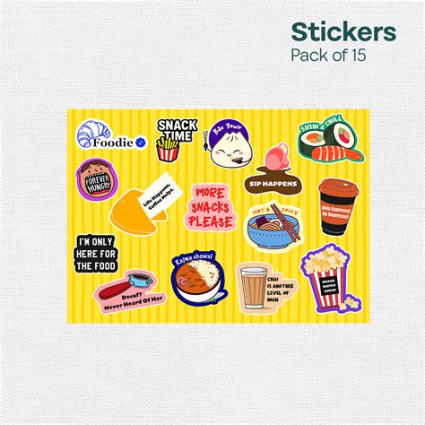 Food Coma! Premium Matt Stickers, Pack of 15 – Unbasics By Hexafun