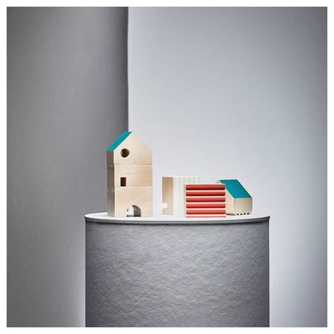 FÄLTLÖNN decoration house, set of 3, solid wood/multicolour - IKEA