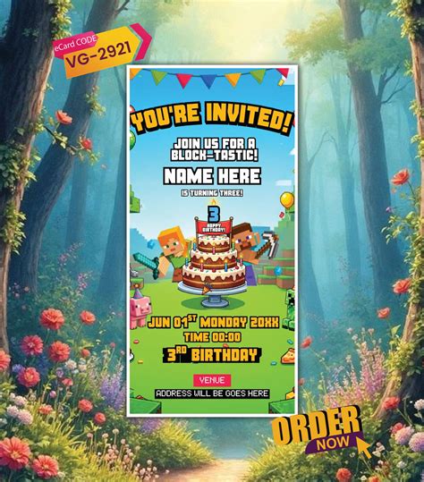 Gaming Theme Birthday Invitation Card | Pixel Kids Party Digital E-Inv ...