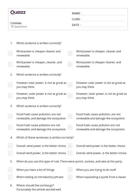 50+ Commas With Coordinate Adjectives worksheets for 5th Class on ...