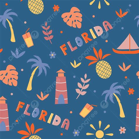 Florida Themed Usa Collection State Symbols In Vector Illustration ...