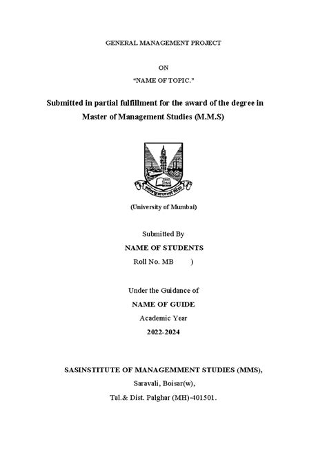 Specialization Project - ####### GENERAL MANAGEMENT PROJECT ####### ON ...