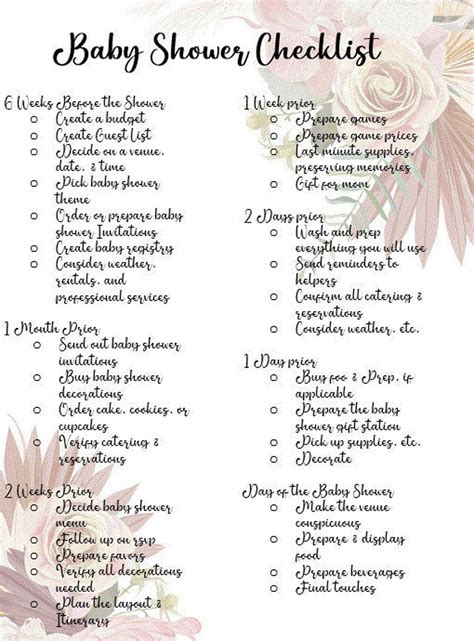3pdf printable baby shower checklist baby shower guest list etsy – Artofit
