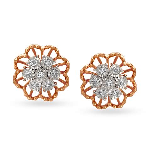 Ethereal 18 Karat Rose Gold And Diamond Floral Studs