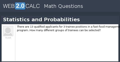 View question - Statistics and Probabilities