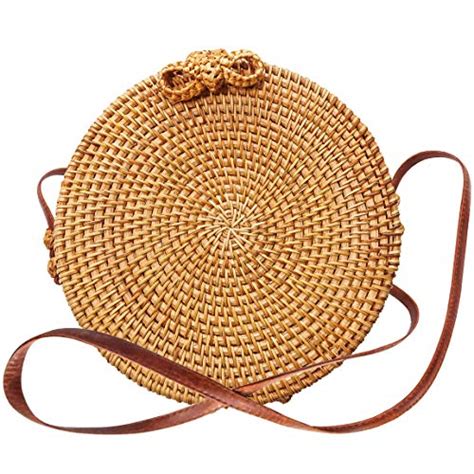 Round Rattan Bali Bag - Handwoven Crossbody Straw India | Ubuy