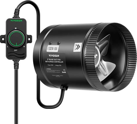 VIVOSUN 6" Inline Booster Duct Fan, 275 CFM, Low Noise, HVAC Vent for ...
