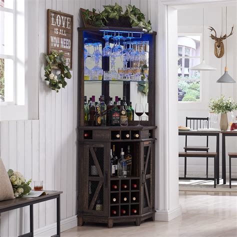 Amazon.com: HSH Tall Bar Cabinet, Black Liquor Cabinet with Drawer ...