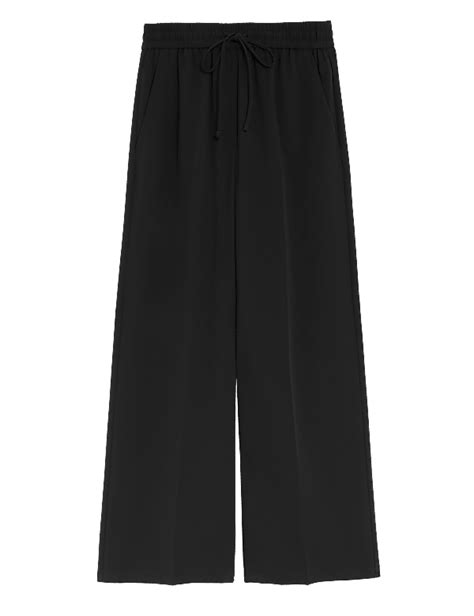 Crepe Drawstring Wide Leg Trousers