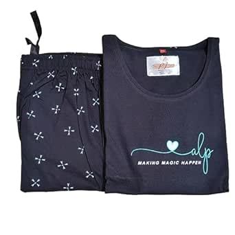 Buy PRINCESS' TREASURE Female Cotton Black Night WEAR Set of TOP ...