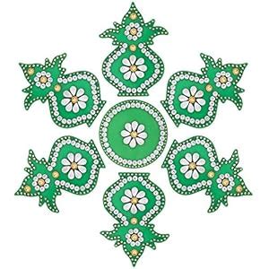 Buy Aheli Handmade Faux Stones Studded Green Acrylic Kalash Shape ...