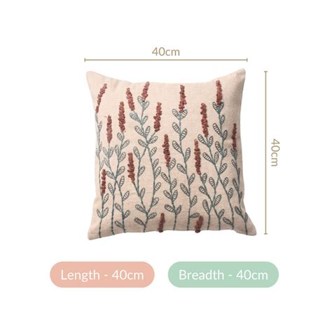 Native Bloom Embroidered Linen Cushion Case 16x16 Inch Online - Premium ...