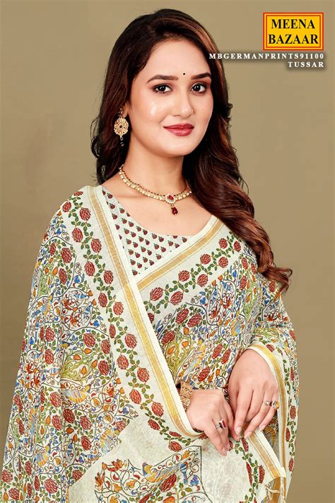 Tussar Organza Printed Saree with Graceful Ethnic Appeal – Meena Bazaar