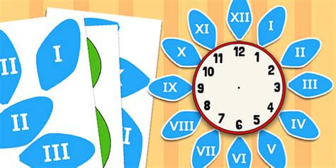 Roman Numerals Labels for Clock Flower (teacher made)
