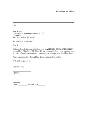 Sample Transmittal Letter to Secretary of State's Office to File ...
