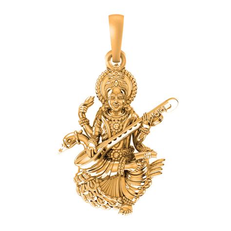 22 CT Gold Plated Silver (92.5% purity) Goddess Maa Saraswati (Big Siz ...