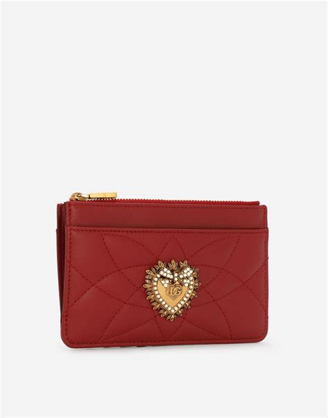 Medium Devotion card holder in Red for Women | Dolce&Gabbana®