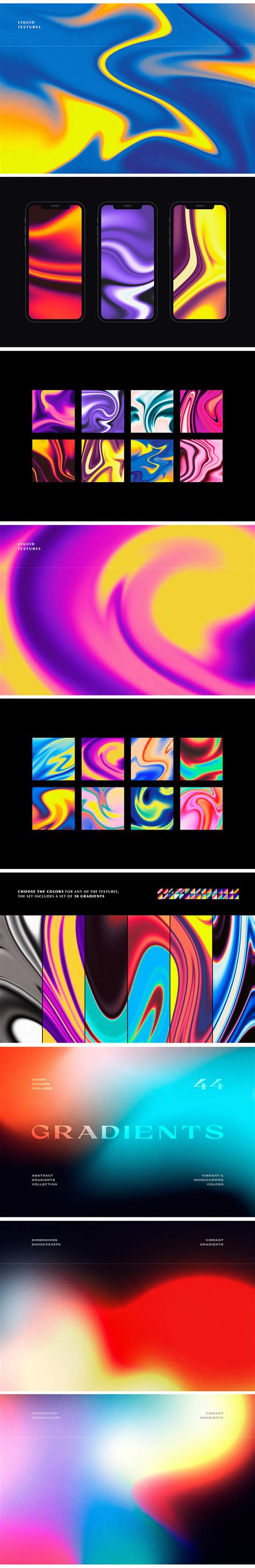 Fluid Gradient: Background Textures Bundle on Yellow Images Creative ...