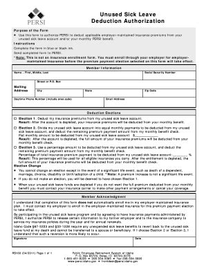 Fillable Online persi idaho Unused Sick Leave Deduction Authorization ...