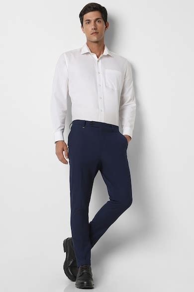 Buy Men Navy Check Carrot Fit Trousers Online - 930950 | Van Heusen