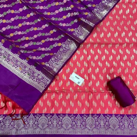 Peach and Purple Persian Lau Banarasi Silk Suit – Mohsin Textiles