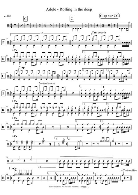 Transcriptions personnelles pour batterie: Adele - Rolling in the deep