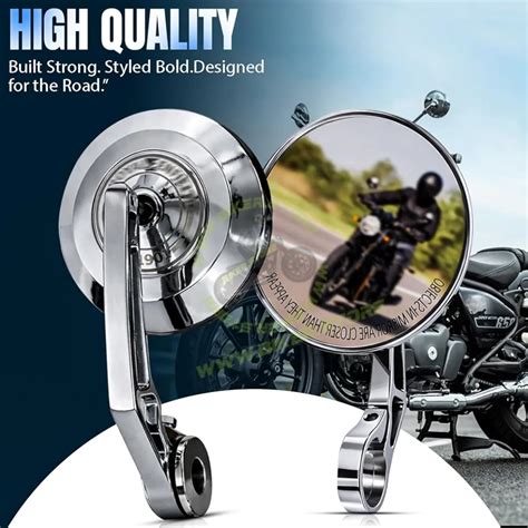 Royal Enfield Bar End Chrome Mirror Premium Chrome Bar-End Mirrors for ...
