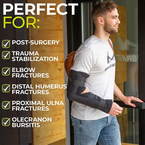 BraceAbility Elbow Immobilizer Brace | Removable Long Arm Cast and Soft ...