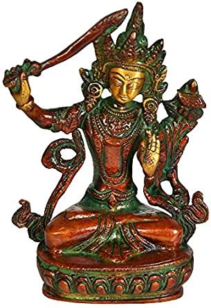 Exotic India Tibetan Buddhist Deity Manjushri - Brass Statue : Amazon ...