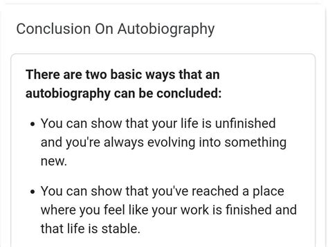 What is the conclusion of autobiography of time? - Brainly.in