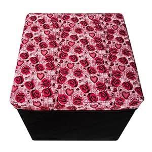 Home Candy Roses Multi Purpose PVC Foldable Storage Stool - Multicolor ...