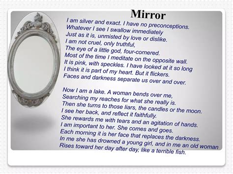 Mirror - a poem by Sylvia Plath | PPTX